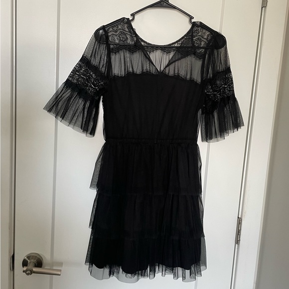 Black Lace Mini Tulle Dress - Picture 3 of 6